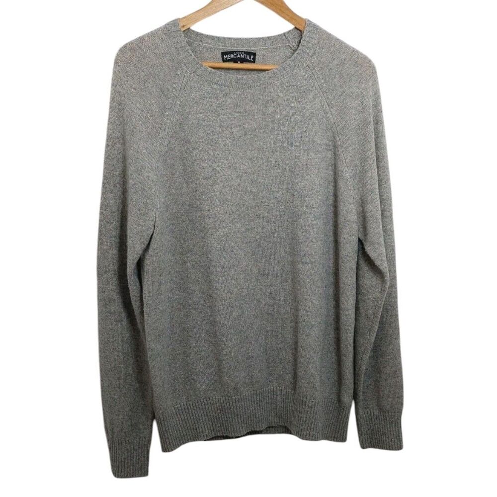J Crew Mercantile Men's Size Medium Sweater Crew Neck Gray Lambs Wool